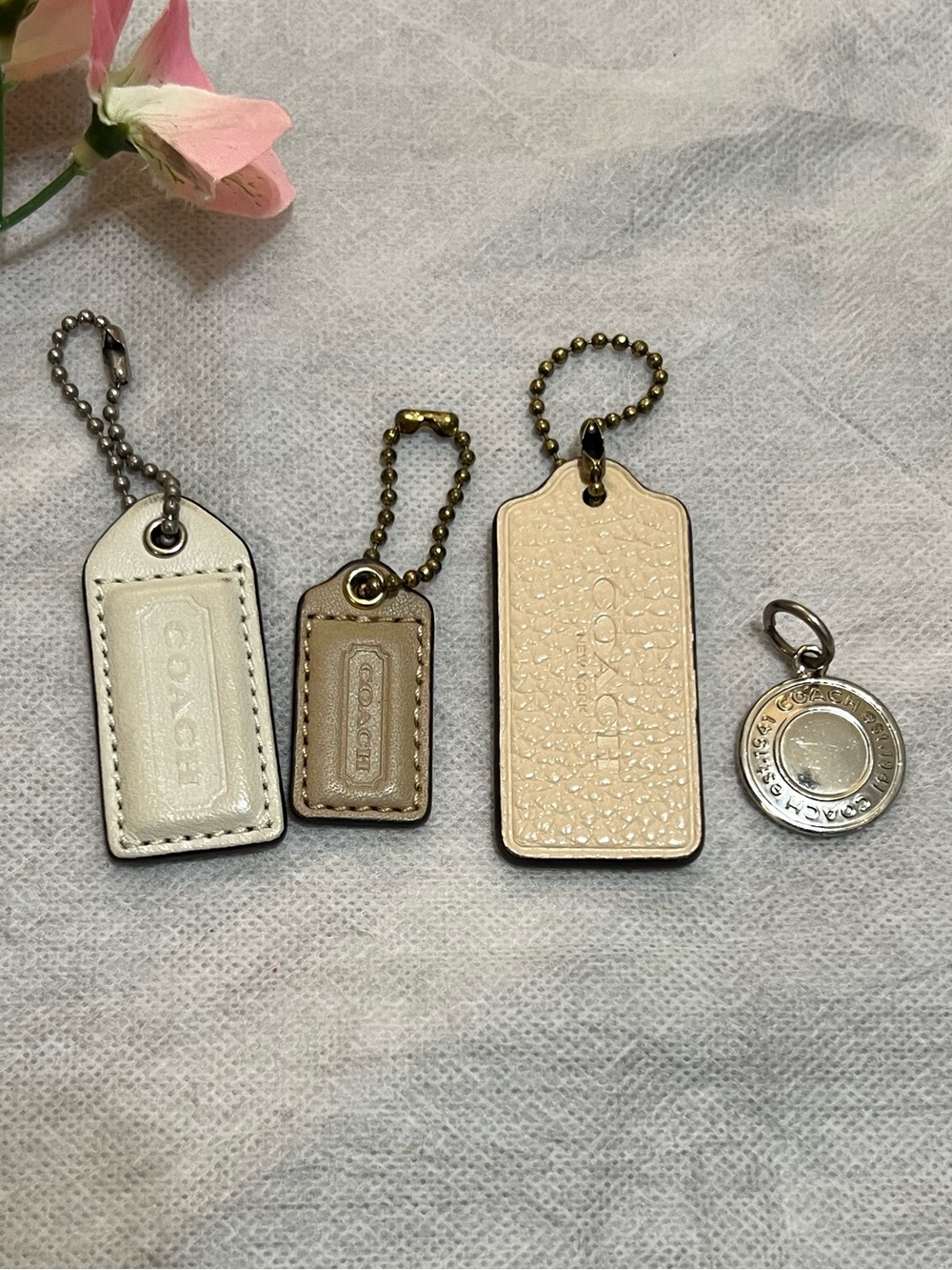 4 pc Coach lot Leather Hangtag Keychain Bag charms
